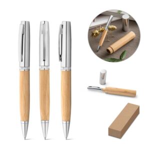 Caneta esferográfica em bambu personalizada